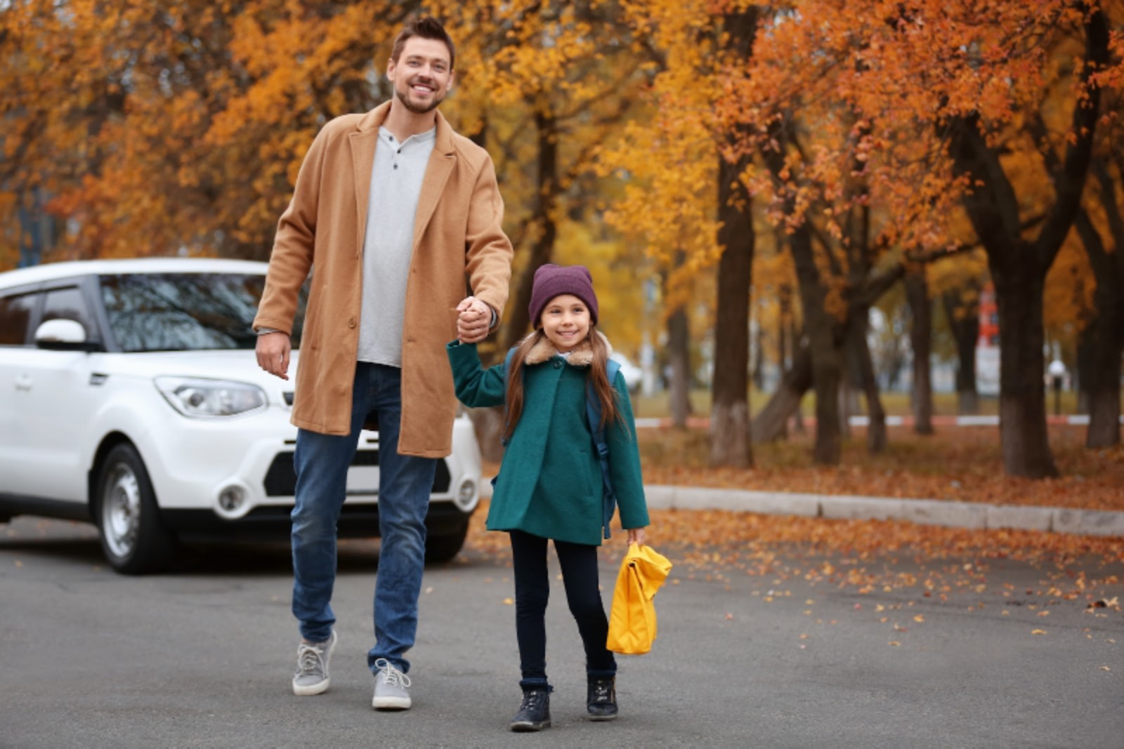 father and daughter fall